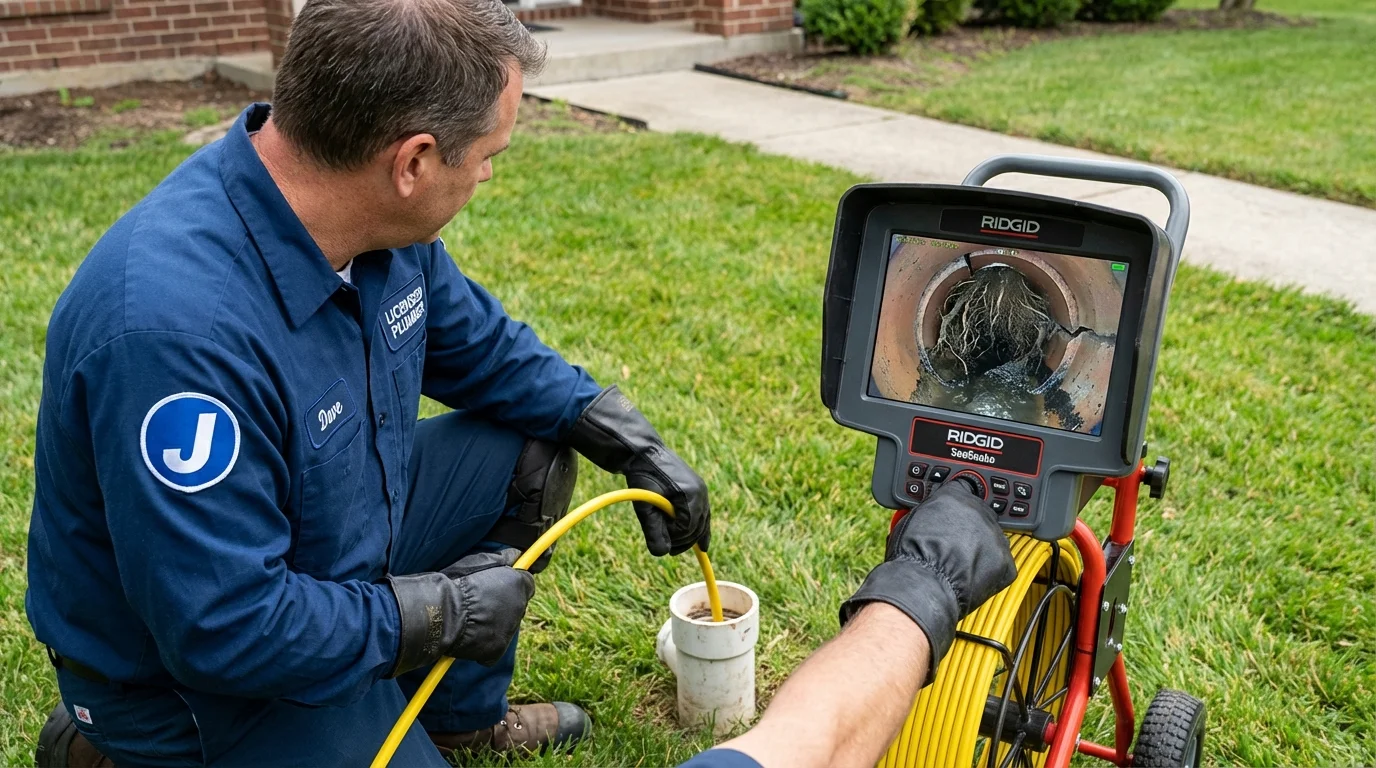 Sewer camera inspection being performed by Johns Plumbing LLC in Elmendorf